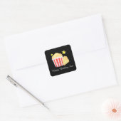 Filmavond Popcorn en tickets Vierkante Sticker (Envelop)