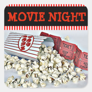 Filmavond Popcorn Verjaardagsfeest Stickers