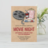 Filmavond Rood en beige Filmpartij Uitnodiging (Staand voorkant)