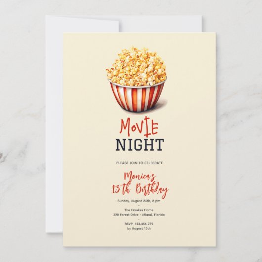 Filmavond verjaardag kaart (Voorkant)