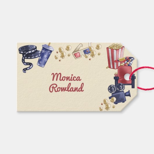 Filmavond verjaardag voor kinderen cadeaulabel (Voorkant (Horizontaal))