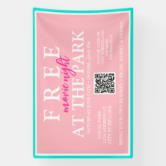 Filmavonden in het park | Aangepast zomerevenement Spandoek (Verticaal)