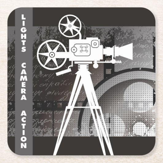 Filmbeeld, lampjes, camera, actie verwijderbaar kartonnen onderzetters (Voorkant)
