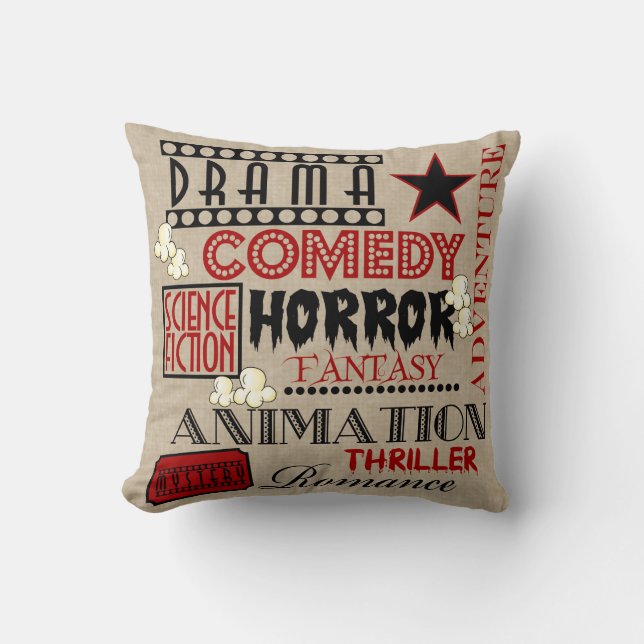 Filmbioscoop Genre kaartje Pillow-Red Kussen (Voorkant)
