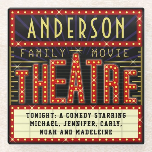 Filmbioscoop thuisbioscoop | Aangepaste naam Glazen Onderzetter (Voorkant)