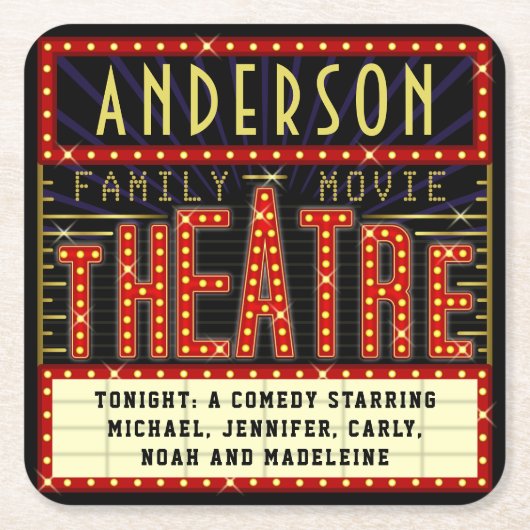 Filmbioscoop thuisbioscoop | Aangepaste naam Kartonnen Onderzetters (Voorkant)