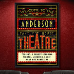 Filmbioscoop thuisbioscoop | Naam 24 x 36 Poster<br><div class="desc">Geniet van een filmavond in stijl met dit originele theater/theatermuur poster. Dit gepersonaliseerde poster is het perfecte, rituele accessoire voor elke filmboer. Het belangrijkste kleurenschema is rood, goud en zwart. Alle tekst kan gepersonaliseerd zijn, behalve de woorden "welkom in het theater" en "theater". Het naamgebied wordt gemaakt om een naam...</div>