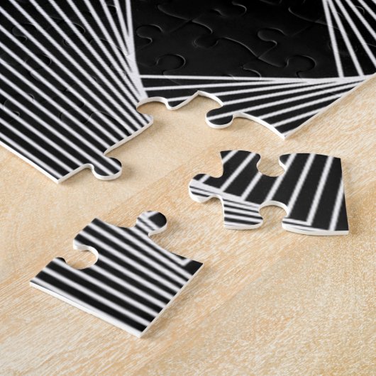 Filmblaasende vectoroptische illusie grafisch legpuzzel (Zijkant)