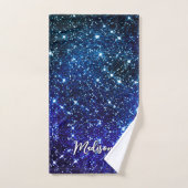 Filmblauw Glitter monogram Bad Handdoek (Handdoek)
