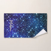 Filmblauw Glitter monogram Bad Handdoek (Handdoek)