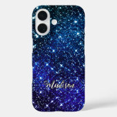 Filmblauw Glitter monogram Case-Mate iPhone Case (Achterkant)