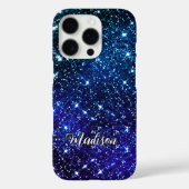 Filmblauw Glitter monogram Case-Mate iPhone Case (Achterkant)