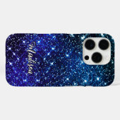 Filmblauw Glitter monogram Case-Mate iPhone Case (Achterkant (horizontaal))