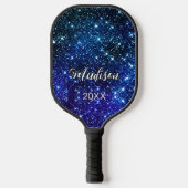 Filmblauw Glitter monogram Pickleball Paddle (Voorkant)