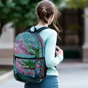 Filmblauw paars Glitter-monogram Bedrukte Rugzak