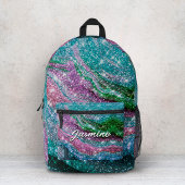 Filmblauw paars Glitter-monogram Bedrukte Rugzak