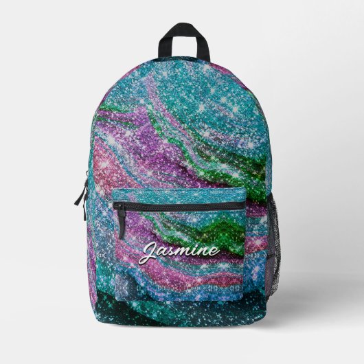 Filmblauw paars Glitter-monogram Bedrukte Rugzak (Voorkant)