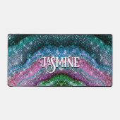 Filmblauw paars Glitter monogram Bureaumat (Voorkant)