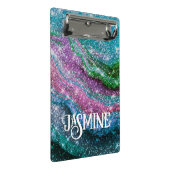 Filmblauw paars Glitter monogram Mini Klembord (Schuin)