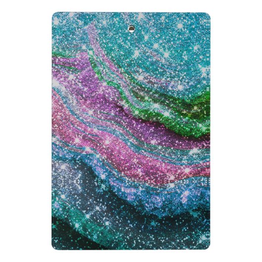 Filmblauw paars Glitter monogram Mini Klembord (Achterkant)