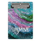 Filmblauw paars Glitter monogram Mini Klembord (Voorkant)
