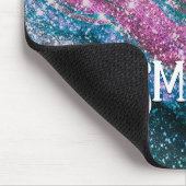 Filmblauw paars Glitter monogram Muismat (Hoek)