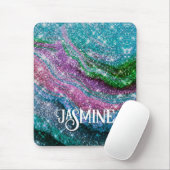 Filmblauw paars Glitter monogram Muismat (Met muis)