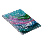 Filmblauw paars Glitter-monogram Notitieboek (Rechterzijde)
