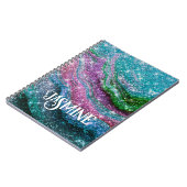 Filmblauw paars Glitter-monogram Notitieboek (Linkerzijde)