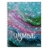 Filmblauw paars Glitter-monogram Notitieboek (Voorkant)