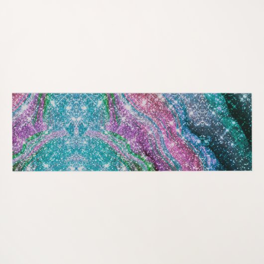 Filmblauw paars Glitter monogram Yogamat (Achterkant (horizontaal))