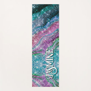 Filmblauw paars Glitter monogram Yogamat