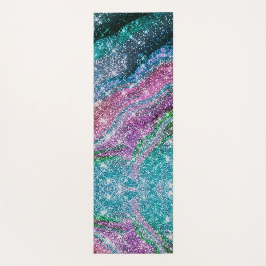 Filmblauw paars Glitter monogram Yogamat (Achterkant)