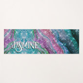 Filmblauw paars Glitter monogram Yogamat (Voorkant (horizontaal))