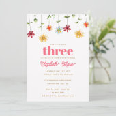 Filmbloemen Roze Geel Rood Meisje Kaart (Staand voorkant)