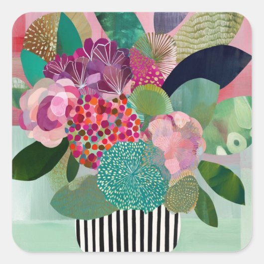 Filmbloemen Vierkante Sticker (Voorkant)