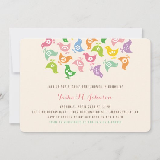 Filmboogkuikens Moderne grafische Baby shower Kaart (Voorkant)