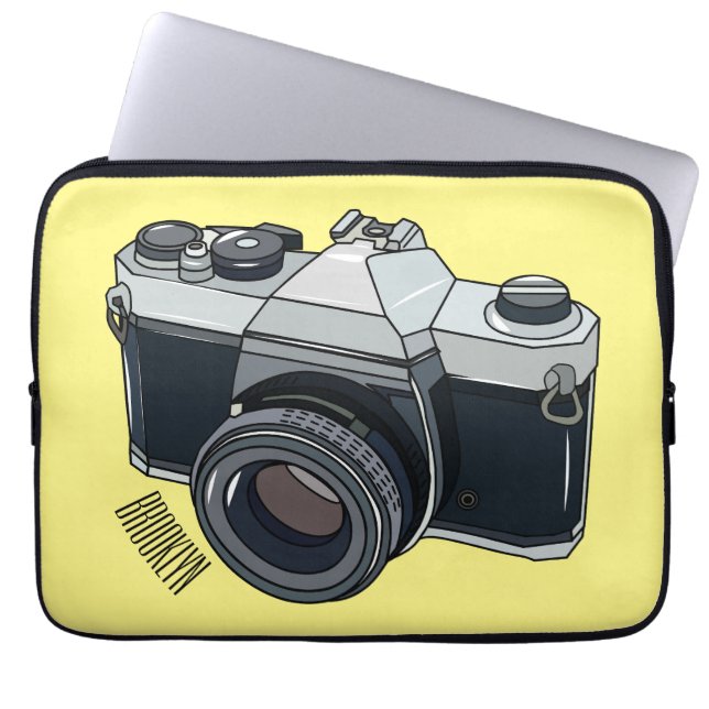 Filmcamera cartoon illustratie laptop sleeve (Voorkant)