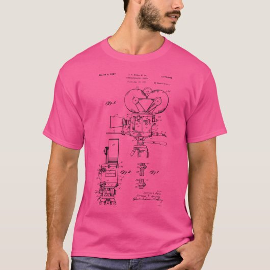 Filmcamera Patent Prints 1937 T-shirt (Voorkant)