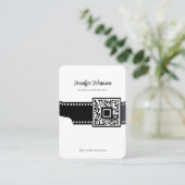 Filmcamera QR-code zwart en wit Visitekaartje (Staand voorkant)