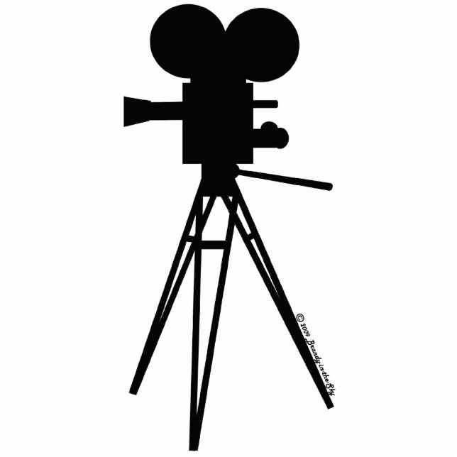 Filmcamera Silhouet Acrylline Uitknippen Staand Fotobeeldje (Voorkant)