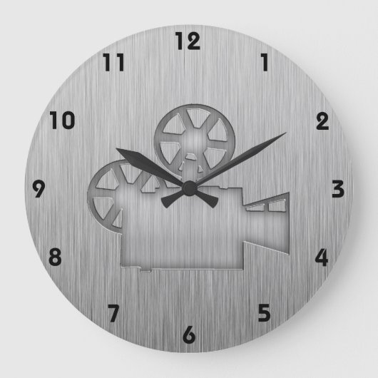 Filmcamera van geborsteld metaal grote klok (Voorkant)