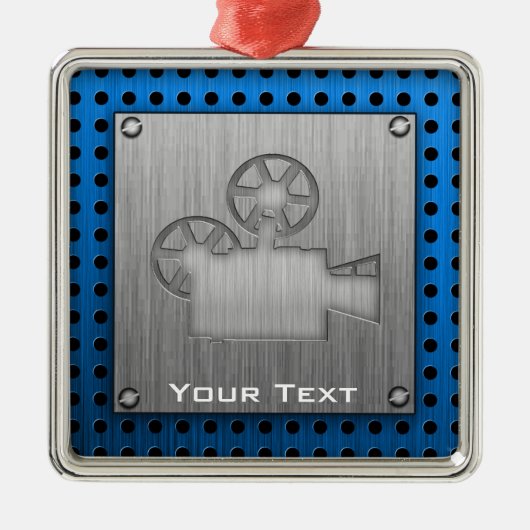 Filmcamera van geborsteld metaal metalen ornament (Voorkant)