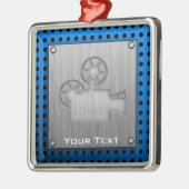 Filmcamera van geborsteld metaal metalen ornament (Links)