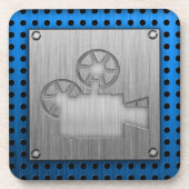 Filmcamera van geborsteld metaal onderzetter (Voorkant)