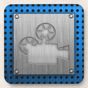 Filmcamera van geborsteld metaal onderzetter