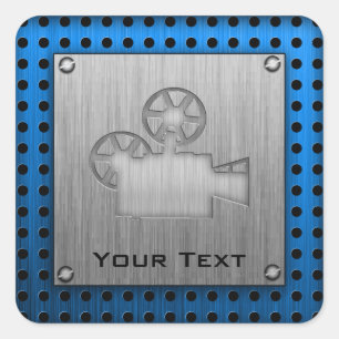 Filmcamera van geborsteld metaal vierkante sticker