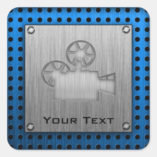 Filmcamera van geborsteld metaal vierkante sticker (Voorkant)