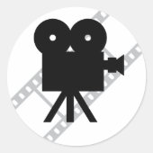 filmcamerapictogram ronde sticker (Voorkant)