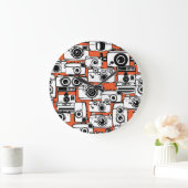  filmcamera's, naadloos patroon. grote klok (Huis)